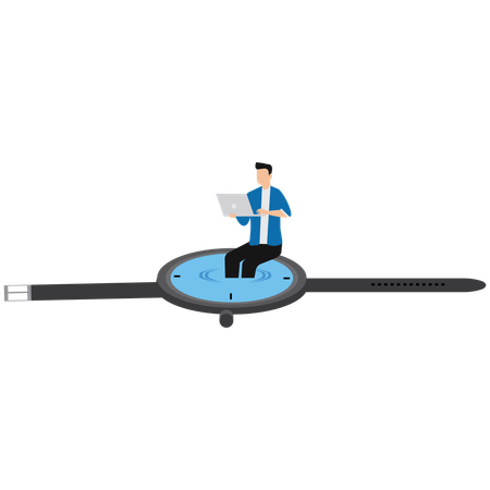 Geschäftsmann arbeitet an Geschäftstermin  Illustration