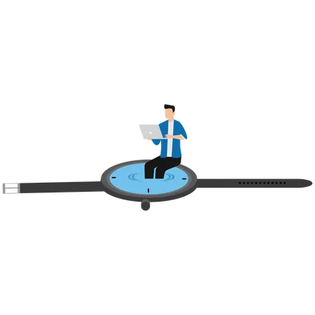 Geschäftsmann arbeitet an Geschäftstermin  Illustration