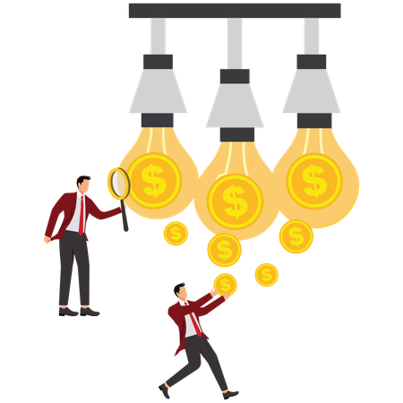 Geschäftsmann arbeitet an Geschäftsidee  Illustration