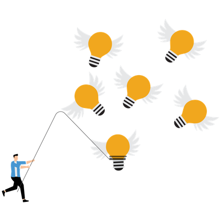 Geschäftsmann arbeitet an Geschäftsidee  Illustration