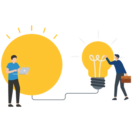 Geschäftsmann arbeitet an Geschäftsidee  Illustration