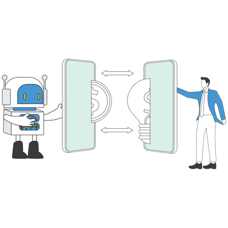 Geschäftsmann arbeitet an KI-Idee  Illustration