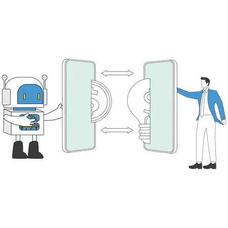 Geschäftsmann arbeitet an KI-Idee  Illustration