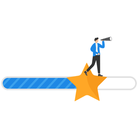 Geschäftsmann arbeitet an Kundenbewertung  Illustration