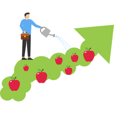 Geschäftsmann arbeitet an langfristiger Anlagestrategie  Illustration