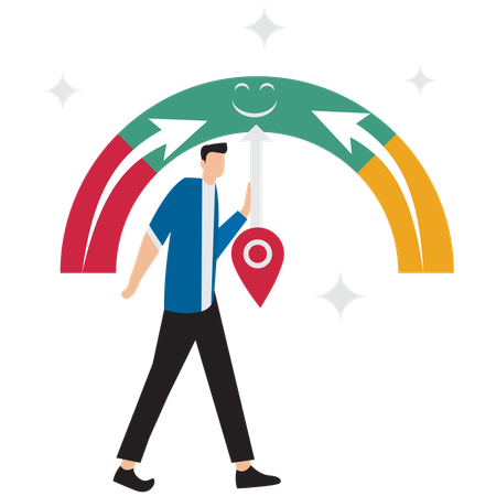 Geschäftsmann arbeitet an Rating-Umfrage  Illustration