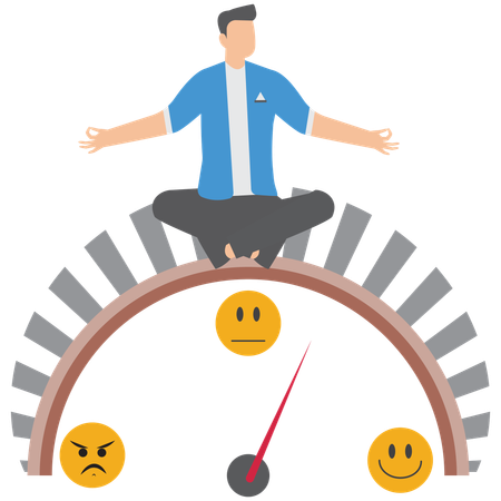 Geschäftsmann arbeitet an emotionalem Gleichgewicht  Illustration