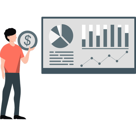 Geschäftsmann arbeitet an Finanzdaten  Illustration