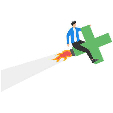 Geschäftsmann arbeitet am Finanzerfolg  Illustration