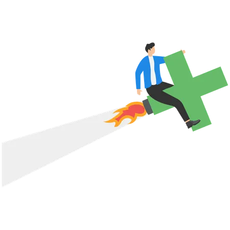 Geschäftsmann arbeitet am Finanzerfolg  Illustration