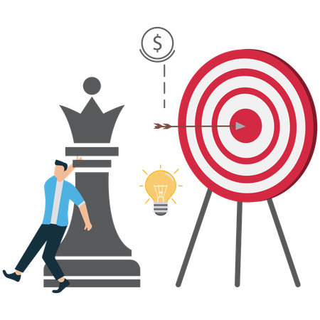 Geschäftsmann arbeitet an Finanzstrategie  Illustration
