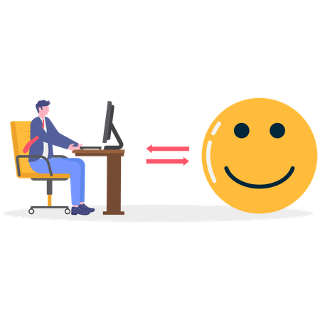 Geschäftsmann arbeitet an Geschäftsemotionen  Illustration