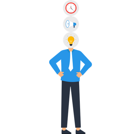 Geschäftsmann arbeitet an Geschäftsideenmanagement  Illustration
