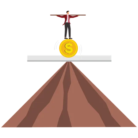 Geschäftsmann arbeitet an Geschäftsrisiken  Illustration