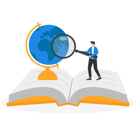 Geschäftsmann arbeitet an globaler Bildung  Illustration