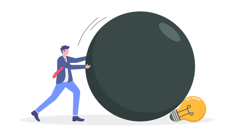 Geschäftsmann arbeitet an Ideenstärke  Illustration