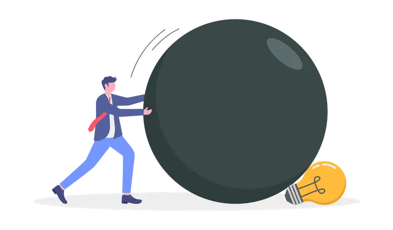 Geschäftsmann arbeitet an Ideenstärke  Illustration