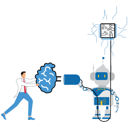 Geschäftsmann arbeitet an innovativen Ideen  Illustration