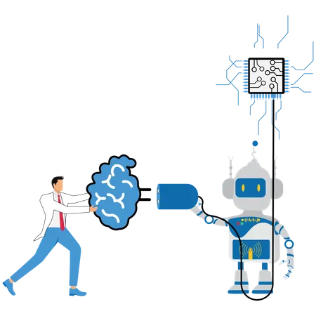 Geschäftsmann arbeitet an innovativen Ideen  Illustration