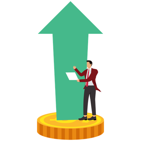 Geschäftsmann arbeitet an Investitionswachstum  Illustration