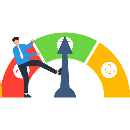 Geschäftsmann arbeitet an Leistungsmesser  Illustration