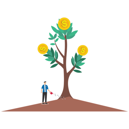 Geschäftsmann, der an passivem Einkommen arbeitet  Illustration