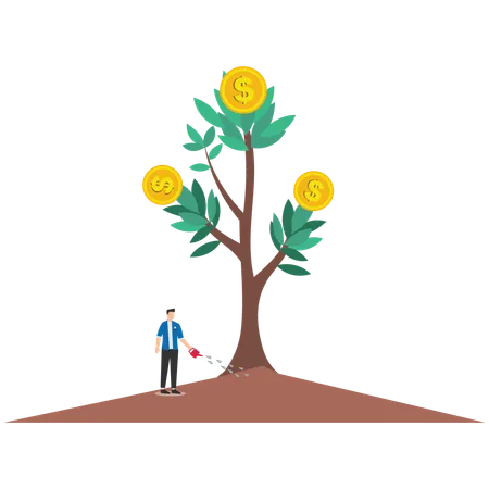 Geschäftsmann, der an passivem Einkommen arbeitet  Illustration