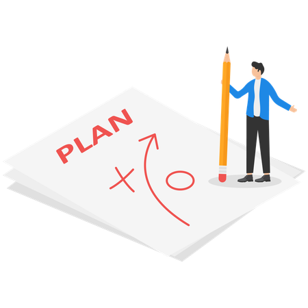 Geschäftsmann, Arbeiten, Plan  Illustration