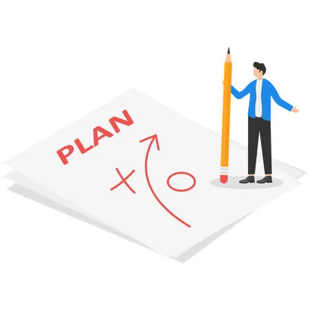 Geschäftsmann, Arbeiten, Plan  Illustration