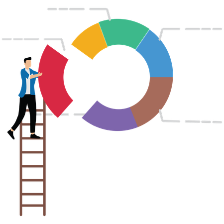 Geschäftsmann arbeitet an einem Kreisdiagramm  Illustration