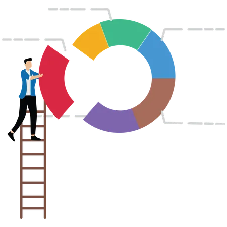 Geschäftsmann arbeitet an einem Kreisdiagramm  Illustration