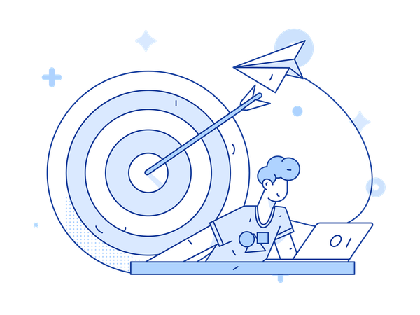 Geschäftsmann arbeitet an Geschäftszielen  Illustration