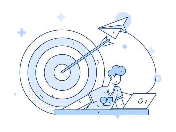 Geschäftsmann arbeitet an Geschäftszielen  Illustration