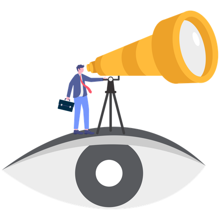 Geschäftsmann arbeitet an Geschäftsvision  Illustration