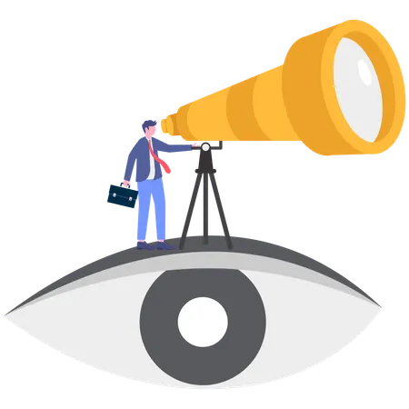 Geschäftsmann arbeitet an Geschäftsvision  Illustration