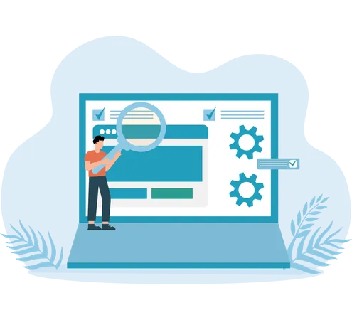 Geschäftsmann arbeitet an SEO  Illustration