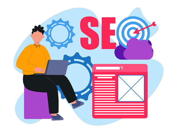 Geschäftsmann arbeitet an SEO  Illustration