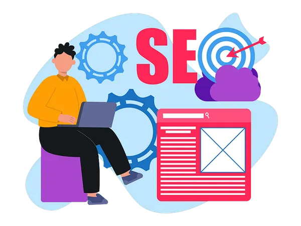 Geschäftsmann arbeitet an SEO  Illustration