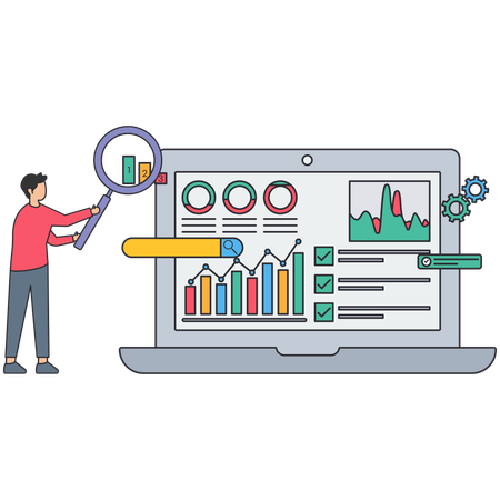 Geschäftsmann arbeitet an SEO-Optimierung  Illustration