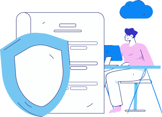 Geschäftsmann arbeitet an Sicherheitstool für System  Illustration