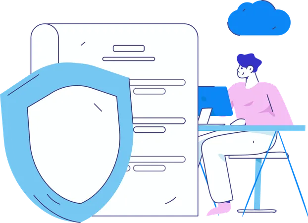 Geschäftsmann arbeitet an Sicherheitstool für System  Illustration