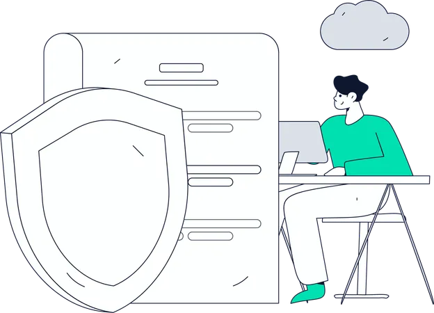 Geschäftsmann arbeitet an Sicherheitstool für System  Illustration