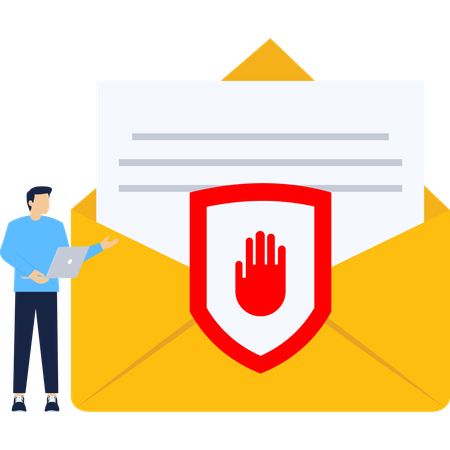 Geschäftsmann arbeitet an Spam-Mailbox  Illustration