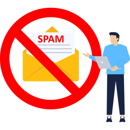Geschäftsmann arbeitet an Spam-Mailbox  Illustration