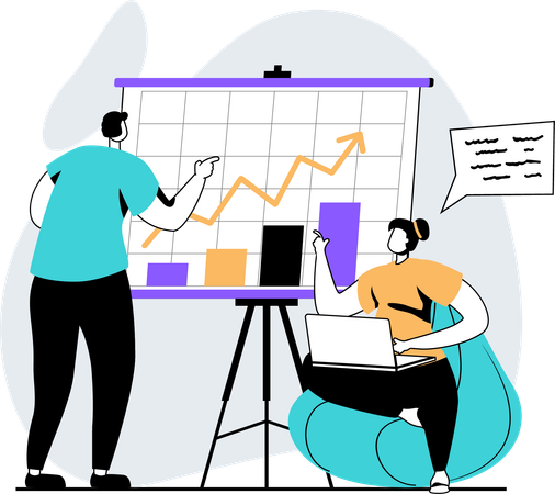 Geschäftsmann arbeitet an strategischen Schritten  Illustration