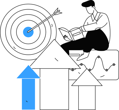 Geschäftsmann arbeitet an Wachstumskurs  Illustration