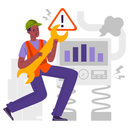 Geschäftsmann, der an der Wartung arbeitet  Illustration