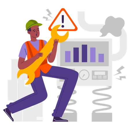 Geschäftsmann, der an der Wartung arbeitet  Illustration