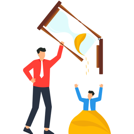 Geschäftsmann arbeitet an Zeitmanagement  Illustration