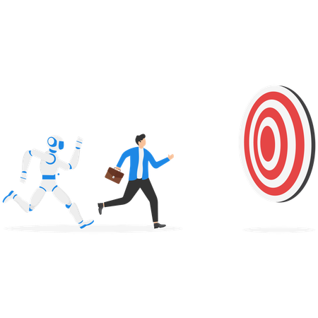 Geschäftsmann arbeitet mit künstlicher Intelligenz  Illustration